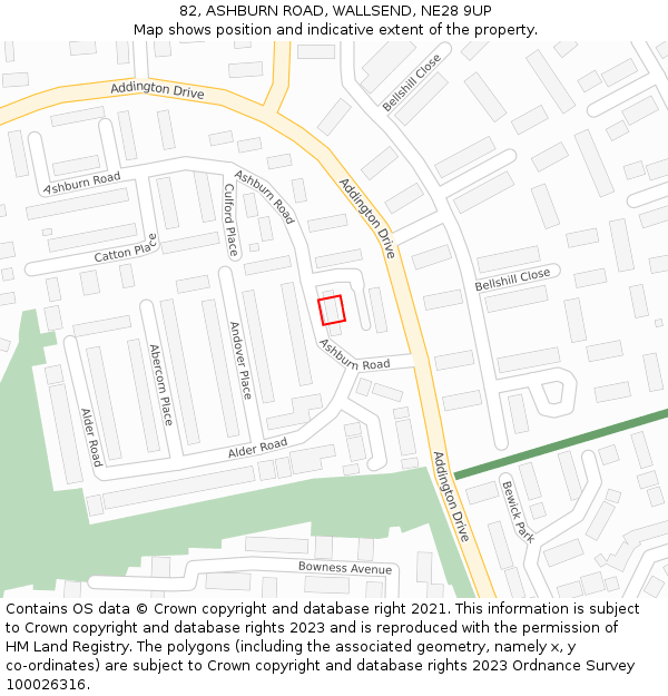 82, ASHBURN ROAD, WALLSEND, NE28 9UP: Location map and indicative extent of plot