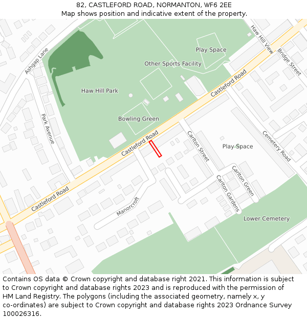 82, CASTLEFORD ROAD, NORMANTON, WF6 2EE: Location map and indicative extent of plot