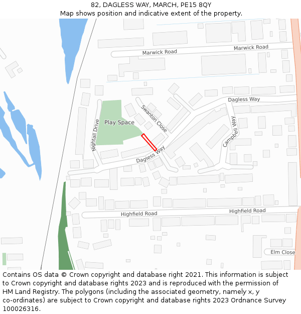 82, DAGLESS WAY, MARCH, PE15 8QY: Location map and indicative extent of plot
