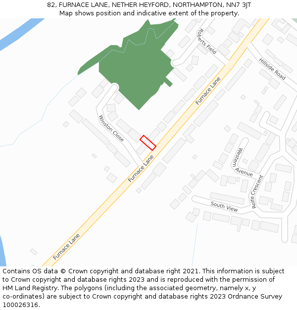 82, FURNACE LANE, NETHER HEYFORD, NORTHAMPTON, NN7 3JT: Location map and indicative extent of plot
