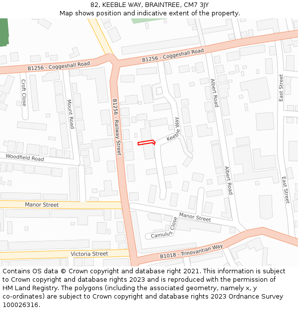 82, KEEBLE WAY, BRAINTREE, CM7 3JY: Location map and indicative extent of plot