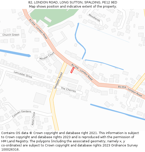 82, LONDON ROAD, LONG SUTTON, SPALDING, PE12 9ED: Location map and indicative extent of plot