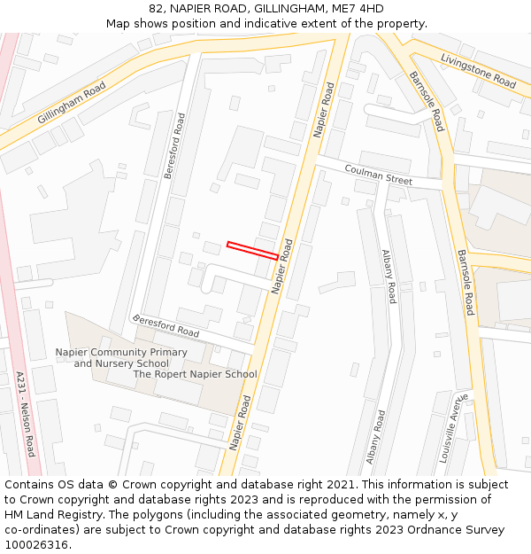 82, NAPIER ROAD, GILLINGHAM, ME7 4HD: Location map and indicative extent of plot