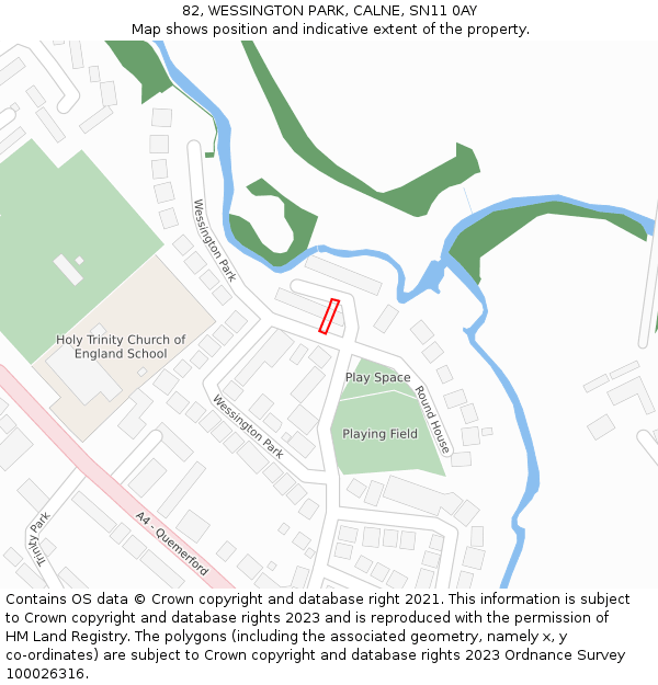 82, WESSINGTON PARK, CALNE, SN11 0AY: Location map and indicative extent of plot