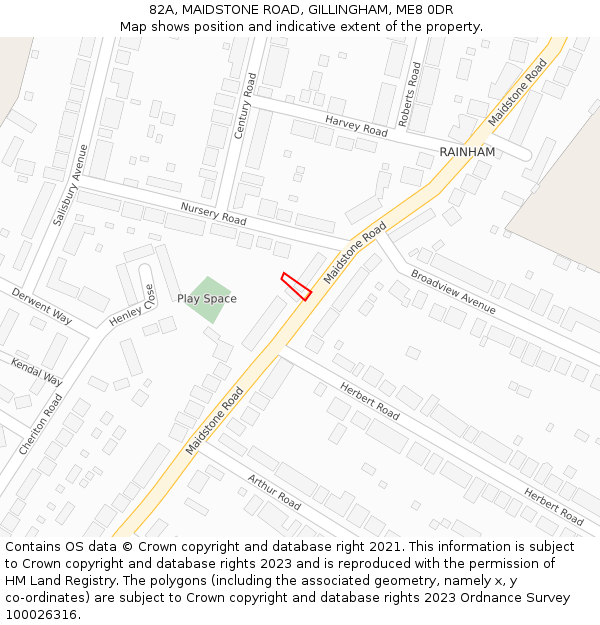 82A, MAIDSTONE ROAD, GILLINGHAM, ME8 0DR: Location map and indicative extent of plot