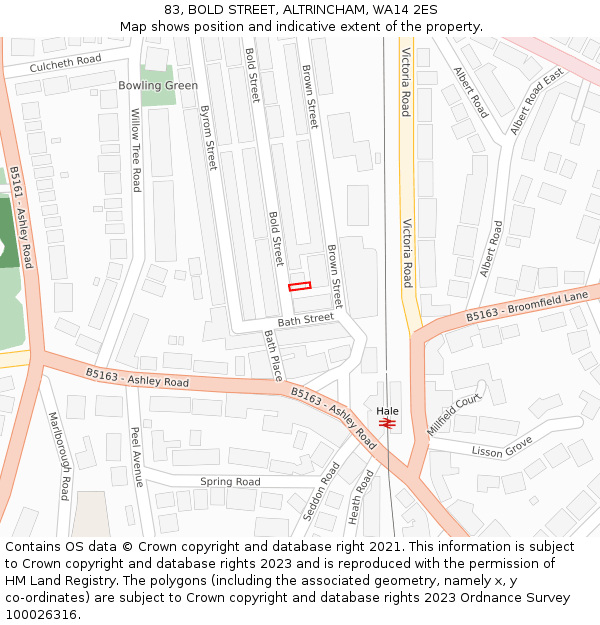 83, BOLD STREET, ALTRINCHAM, WA14 2ES: Location map and indicative extent of plot