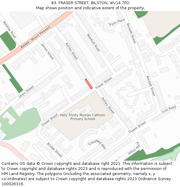 83, FRASER STREET, BILSTON, WV14 7PD: Location map and indicative extent of plot
