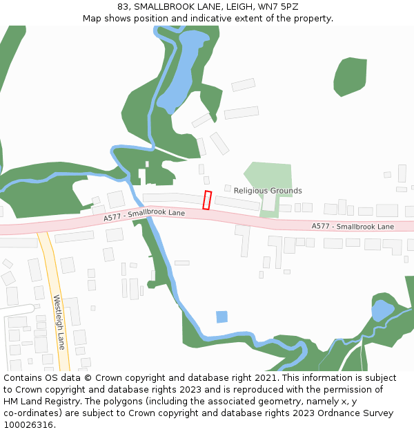 83, SMALLBROOK LANE, LEIGH, WN7 5PZ: Location map and indicative extent of plot