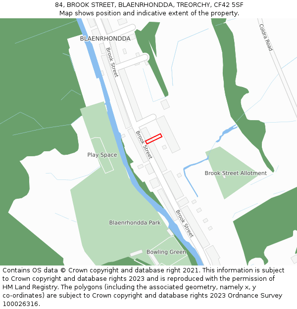 84, BROOK STREET, BLAENRHONDDA, TREORCHY, CF42 5SF: Location map and indicative extent of plot