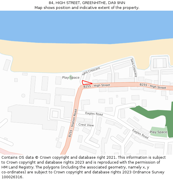 84, HIGH STREET, GREENHITHE, DA9 9NN: Location map and indicative extent of plot
