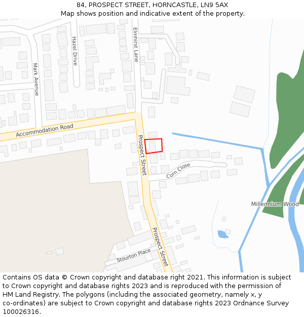 84, PROSPECT STREET, HORNCASTLE, LN9 5AX: Location map and indicative extent of plot