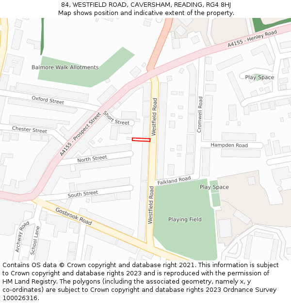 84, WESTFIELD ROAD, CAVERSHAM, READING, RG4 8HJ: Location map and indicative extent of plot