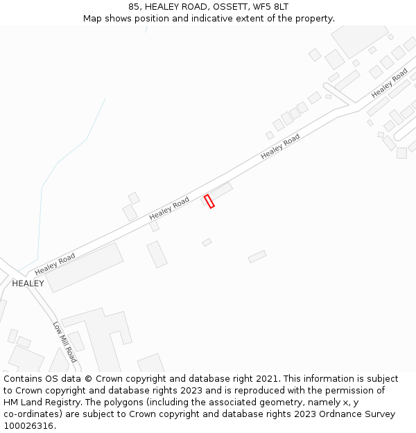 85, HEALEY ROAD, OSSETT, WF5 8LT: Location map and indicative extent of plot