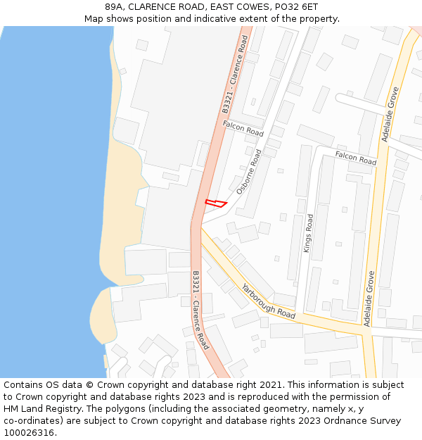 89A, CLARENCE ROAD, EAST COWES, PO32 6ET: Location map and indicative extent of plot