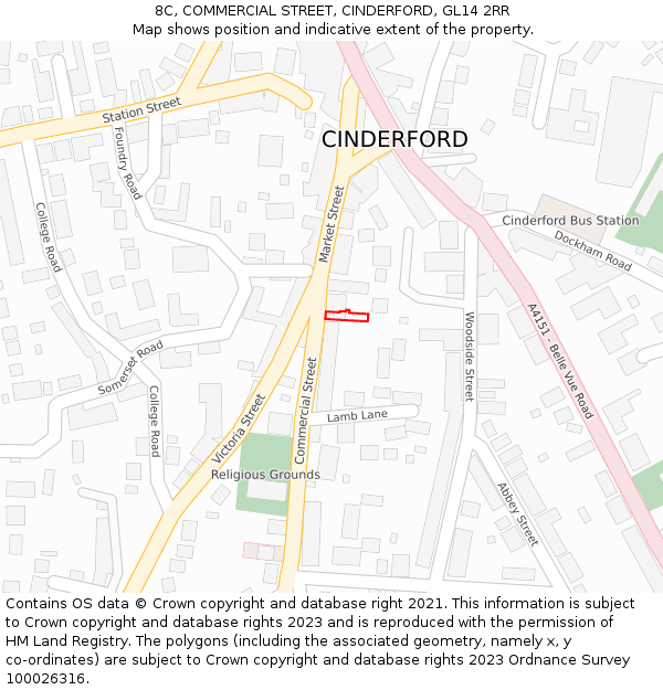 8C, COMMERCIAL STREET, CINDERFORD, GL14 2RR: Location map and indicative extent of plot