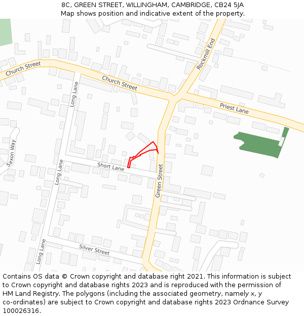 8C, GREEN STREET, WILLINGHAM, CAMBRIDGE, CB24 5JA: Location map and indicative extent of plot