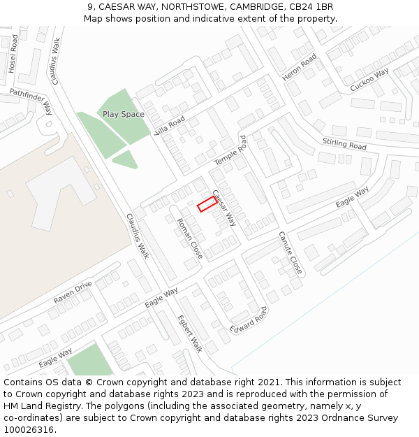 9, CAESAR WAY, NORTHSTOWE, CAMBRIDGE, CB24 1BR: Location map and indicative extent of plot