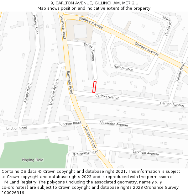 9, CARLTON AVENUE, GILLINGHAM, ME7 2JU: Location map and indicative extent of plot