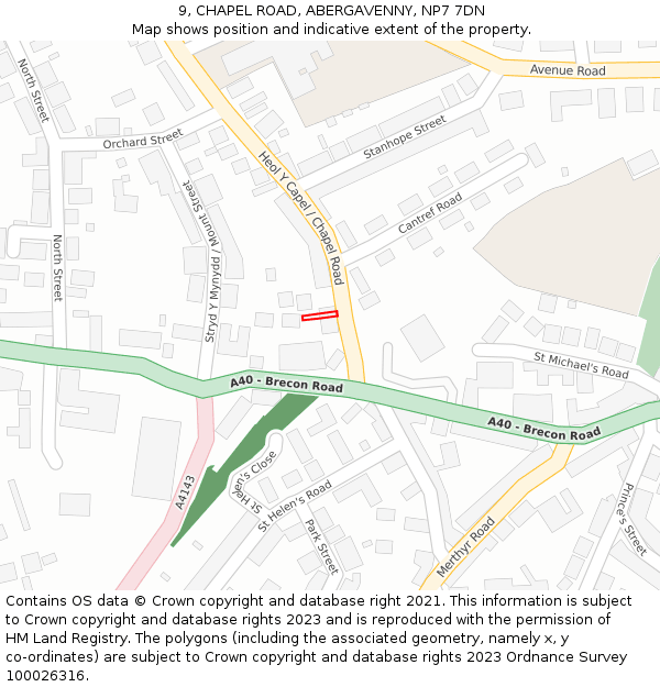 9, CHAPEL ROAD, ABERGAVENNY, NP7 7DN: Location map and indicative extent of plot