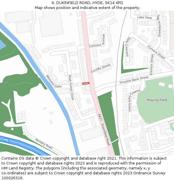 9, DUKINFIELD ROAD, HYDE, SK14 4PD: Location map and indicative extent of plot