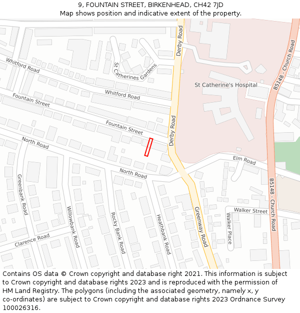 9, FOUNTAIN STREET, BIRKENHEAD, CH42 7JD: Location map and indicative extent of plot
