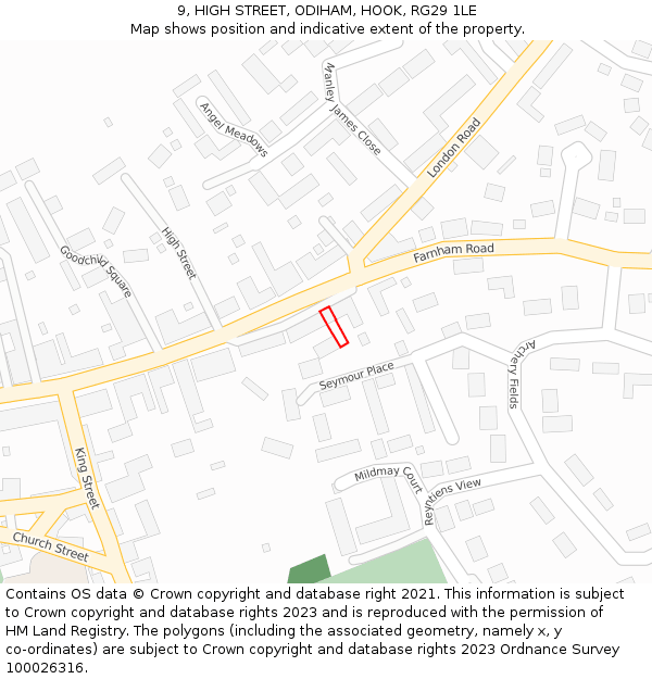 9, HIGH STREET, ODIHAM, HOOK, RG29 1LE: Location map and indicative extent of plot