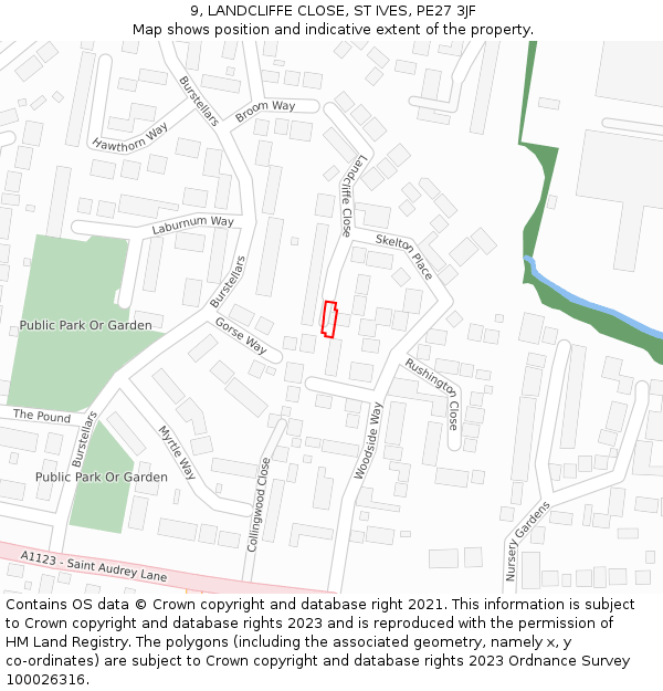 9, LANDCLIFFE CLOSE, ST IVES, PE27 3JF: Location map and indicative extent of plot