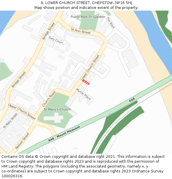 9, LOWER CHURCH STREET, CHEPSTOW, NP16 5HJ: Location map and indicative extent of plot