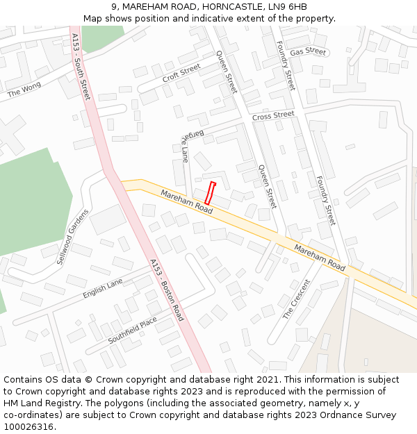 9, MAREHAM ROAD, HORNCASTLE, LN9 6HB: Location map and indicative extent of plot
