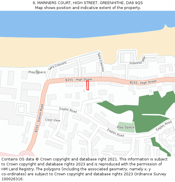 9, MARINERS COURT, HIGH STREET, GREENHITHE, DA9 9QS: Location map and indicative extent of plot