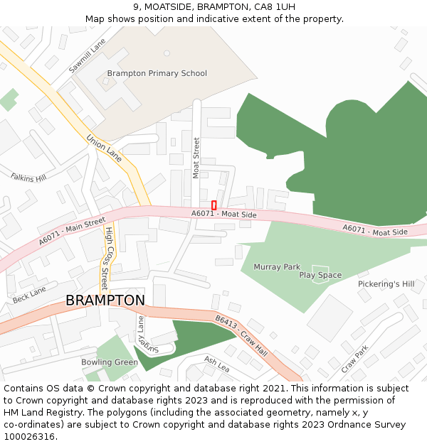 9, MOATSIDE, BRAMPTON, CA8 1UH: Location map and indicative extent of plot