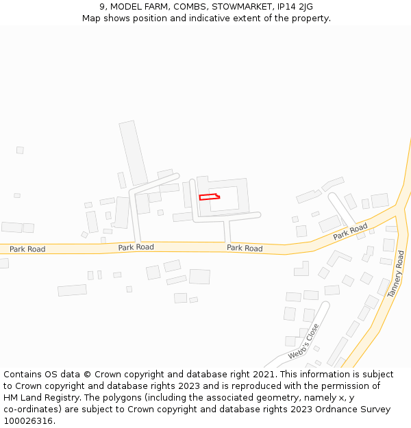 9, MODEL FARM, COMBS, STOWMARKET, IP14 2JG: Location map and indicative extent of plot
