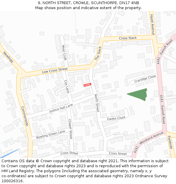 9, NORTH STREET, CROWLE, SCUNTHORPE, DN17 4NB: Location map and indicative extent of plot