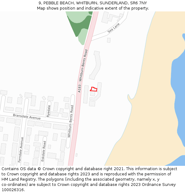 9, PEBBLE BEACH, WHITBURN, SUNDERLAND, SR6 7NY: Location map and indicative extent of plot
