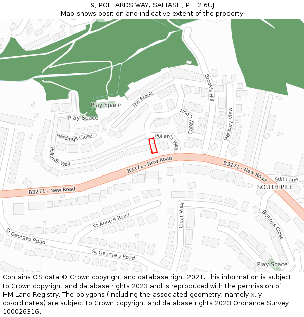 9, POLLARDS WAY, SALTASH, PL12 6UJ: Location map and indicative extent of plot