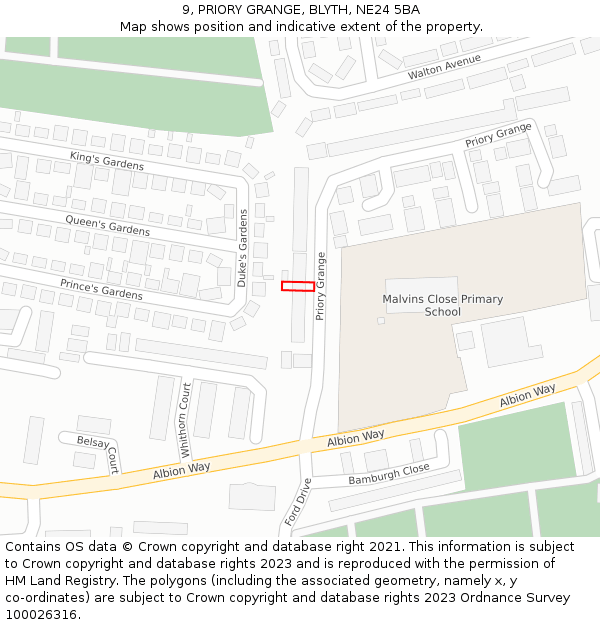 9, PRIORY GRANGE, BLYTH, NE24 5BA: Location map and indicative extent of plot
