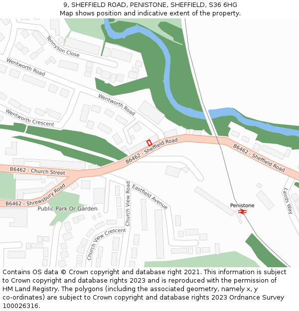 9, SHEFFIELD ROAD, PENISTONE, SHEFFIELD, S36 6HG: Location map and indicative extent of plot