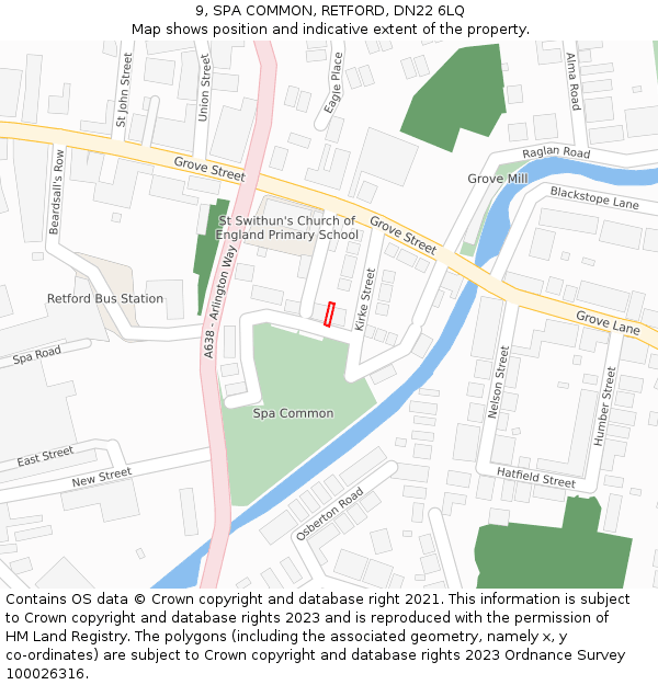 9, SPA COMMON, RETFORD, DN22 6LQ: Location map and indicative extent of plot