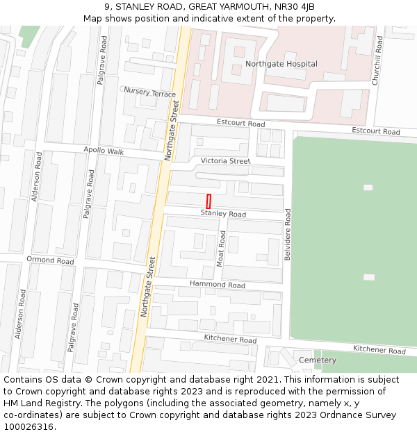 9, STANLEY ROAD, GREAT YARMOUTH, NR30 4JB: Location map and indicative extent of plot