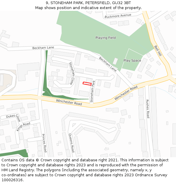9, STONEHAM PARK, PETERSFIELD, GU32 3BT: Location map and indicative extent of plot