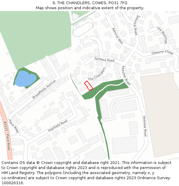 9, THE CHANDLERS, COWES, PO31 7FG: Location map and indicative extent of plot