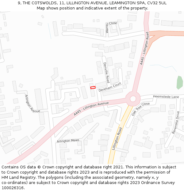 9, THE COTSWOLDS, 11, LILLINGTON AVENUE, LEAMINGTON SPA, CV32 5UL: Location map and indicative extent of plot