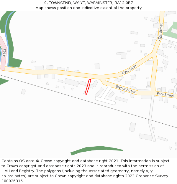 9, TOWNSEND, WYLYE, WARMINSTER, BA12 0RZ: Location map and indicative extent of plot