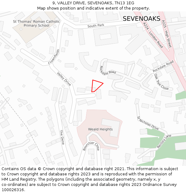 9, VALLEY DRIVE, SEVENOAKS, TN13 1EG: Location map and indicative extent of plot