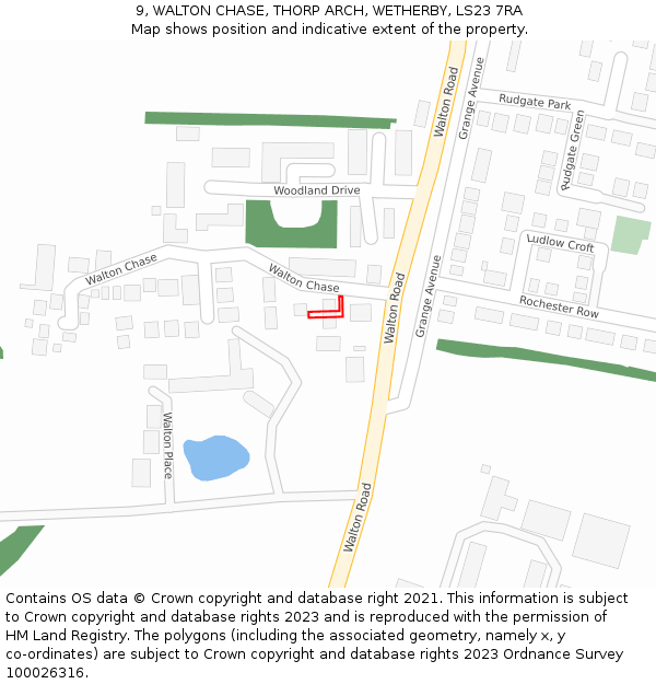 9, WALTON CHASE, THORP ARCH, WETHERBY, LS23 7RA: Location map and indicative extent of plot