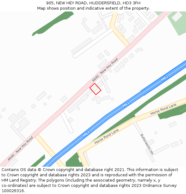 905, NEW HEY ROAD, HUDDERSFIELD, HD3 3FH: Location map and indicative extent of plot