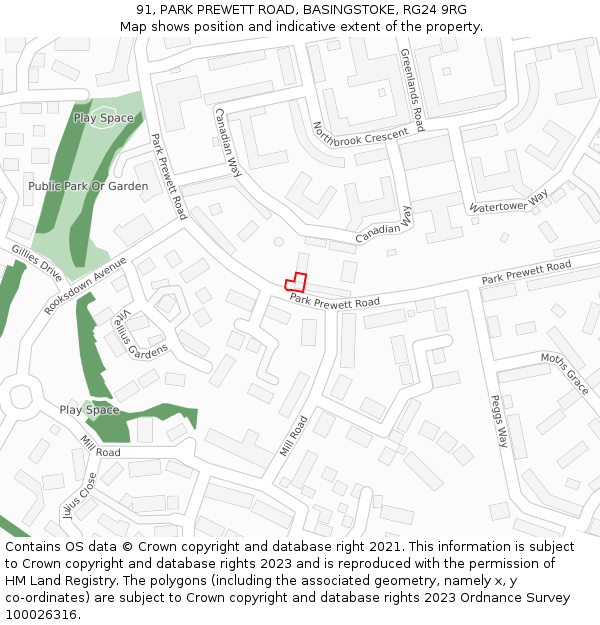 91, PARK PREWETT ROAD, BASINGSTOKE, RG24 9RG: Location map and indicative extent of plot