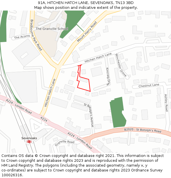 91A, HITCHEN HATCH LANE, SEVENOAKS, TN13 3BD: Location map and indicative extent of plot