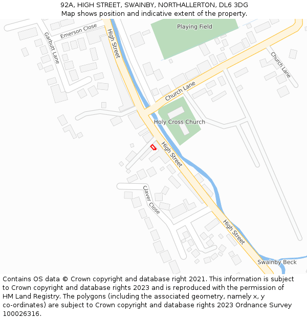 92A, HIGH STREET, SWAINBY, NORTHALLERTON, DL6 3DG: Location map and indicative extent of plot