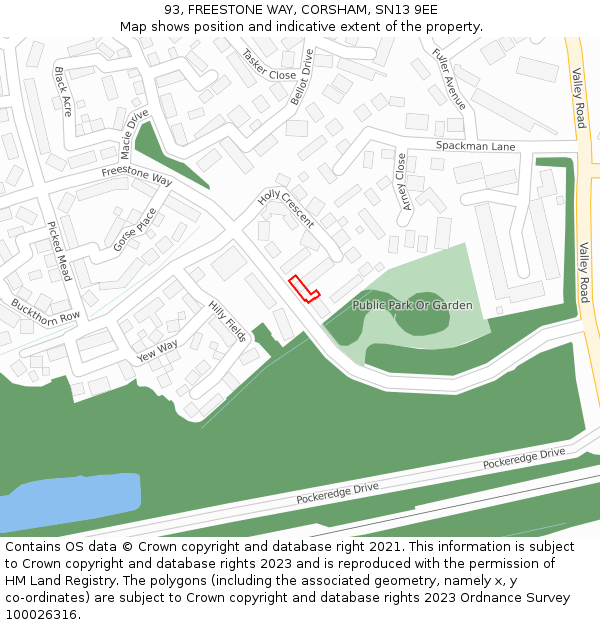 93, FREESTONE WAY, CORSHAM, SN13 9EE: Location map and indicative extent of plot